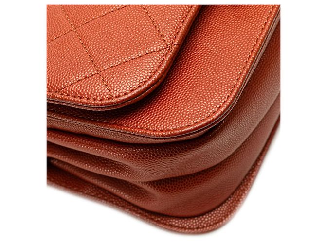 Borsa a tracolla Chanel Mini CC Quilted Caviar Single Flap arancione - vista 10
