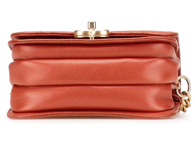 Borsa a tracolla Chanel Mini CC Quilted Caviar Single Flap arancione - vista 3