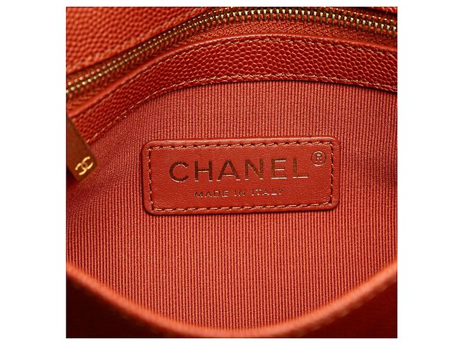 Borsa a tracolla Chanel Mini CC Quilted Caviar Single Flap arancione - vista 5