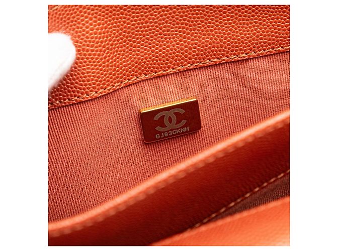 Borsa a tracolla Chanel Mini CC Quilted Caviar Single Flap arancione - vista 6