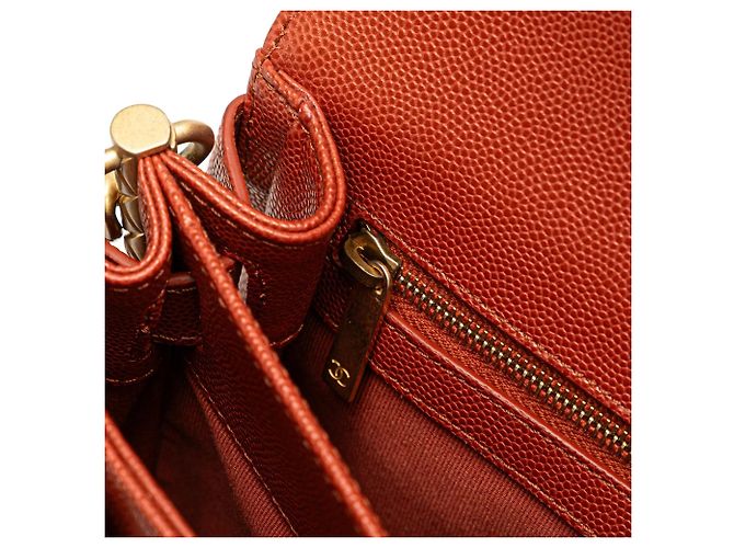 Borsa a tracolla Chanel Mini CC Quilted Caviar Single Flap arancione - vista 7