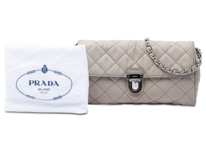 Beige Prada Impuntu Tessuto Chain Crossbody - vista 7
