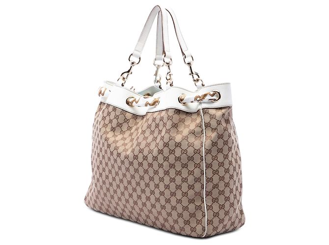 Borsa Tote Gucci Large GG Canvas Positano beige - vista 2