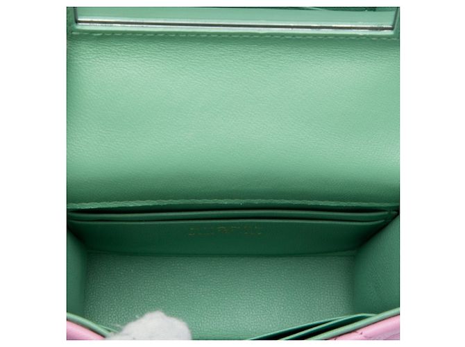 Clutch Chanel Mini CC in agnello trapuntato rosa con tracolla a catena - vista 4