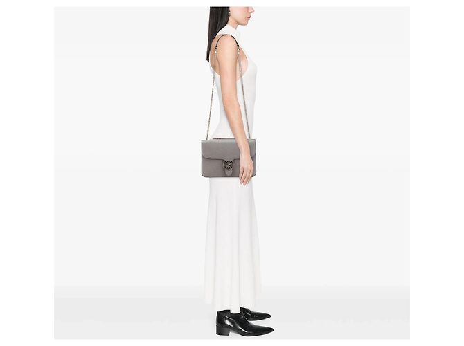 Borsa a tracolla Gucci Medium Dollar Calfskin Interlocking G grigia Grigio - vista 10