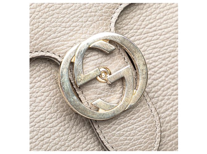 Borsa a tracolla Gucci Medium Dollar Calfskin Interlocking G grigia Grigio - vista 8