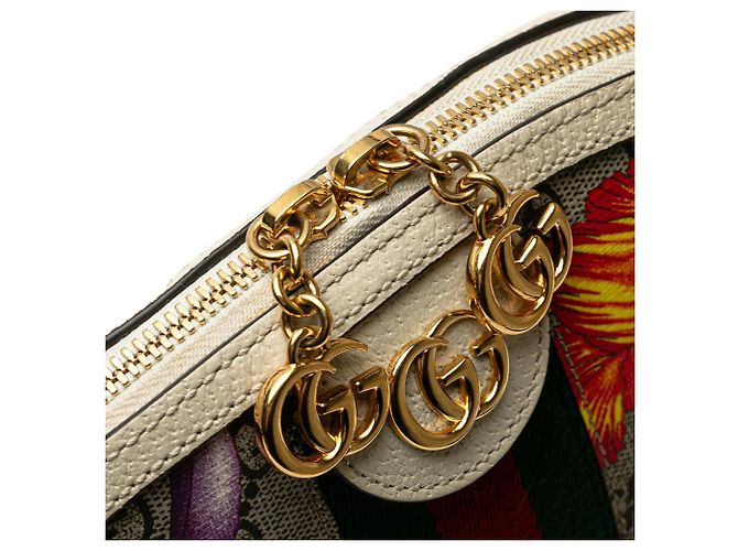 Borsa a tracolla Gucci Small GG Supreme Flora Ophidia Dome marrone - vista 7