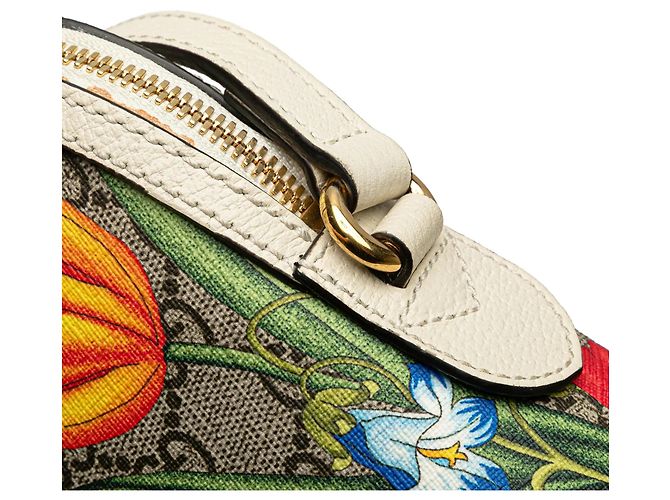 Borsa a tracolla Gucci Small GG Supreme Flora Ophidia Dome marrone - vista 8