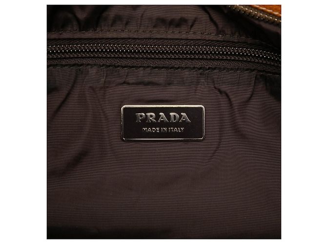 Borsa a tracolla Prada in tela marrone con logo - vista 5