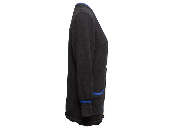 V-Ausschnitt Cardigan Schwarz & Blau Yves Saint Laurent Größe US S - Ansicht 2