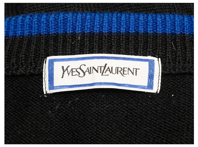 V-Ausschnitt Cardigan Schwarz & Blau Yves Saint Laurent Größe US S - Ansicht 4
