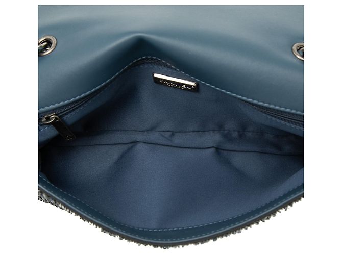 Clutch con paillettes Blue Chanel Coco Cuba con catena a tracolla - vista 4