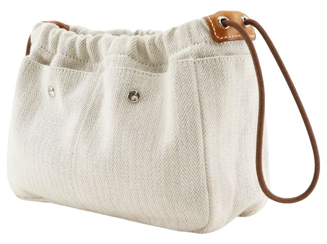 Pochette 20 in Toile e Barenia Fourbi bianco Hermès - vista 2