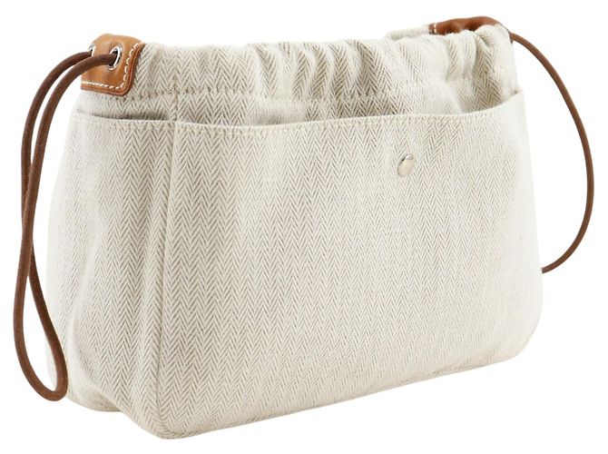 Pochette 20 in Toile e Barenia Fourbi bianco Hermès - vista 3