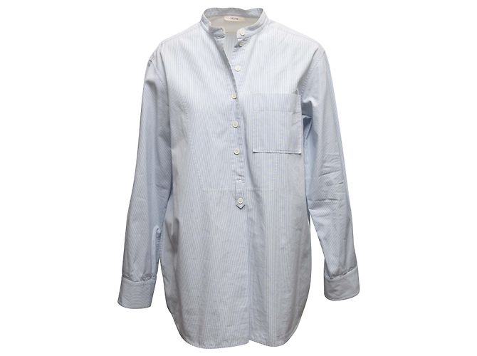 Céline Top de botones de algodón a rayas azul claro y blanco Celine Talla FR 40 - vista 2