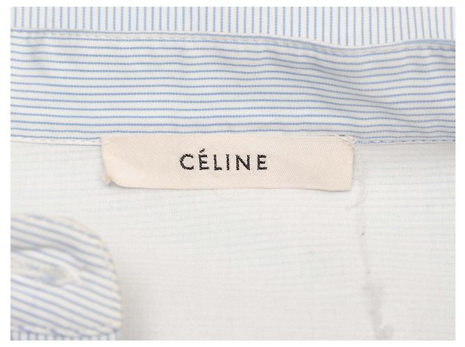 Céline Top de botones de algodón a rayas azul claro y blanco Celine Talla FR 40 - vista 5