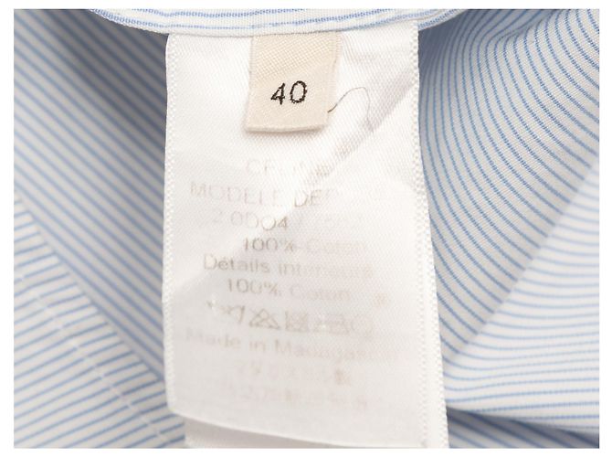 Céline Top de botones de algodón a rayas azul claro y blanco Celine Talla FR 40 - vista 6