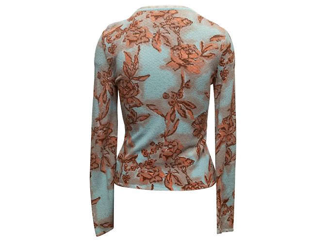 Vintage hellblauer und mehrfarbiger Blumarine Cardigan mit Blumenmuster Größe IT 44 - Ansicht 4