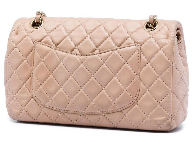 Borsa a tracolla Chanel Medium Classic Lambskin Double Flap color Tan Cammello - vista 2