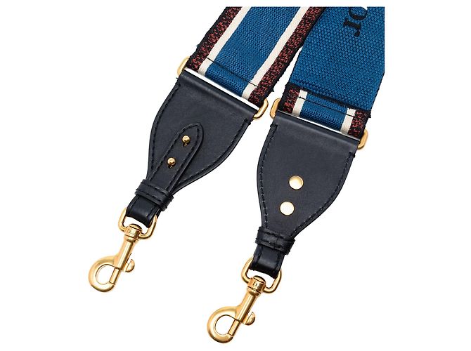 Tracolla per borsa in tela ricamata blu Dior - vista 3