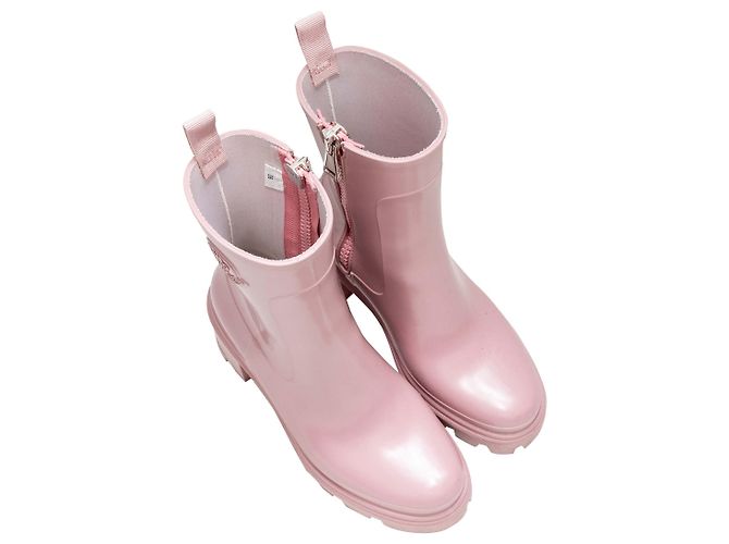 Rosa Moncler Absatz-Gummiregenstiefel Größe 38 Pink - Ansicht 2
