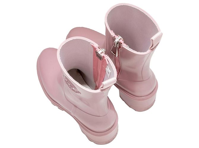 Rosa Moncler Absatz-Gummiregenstiefel Größe 38 Pink - Ansicht 3
