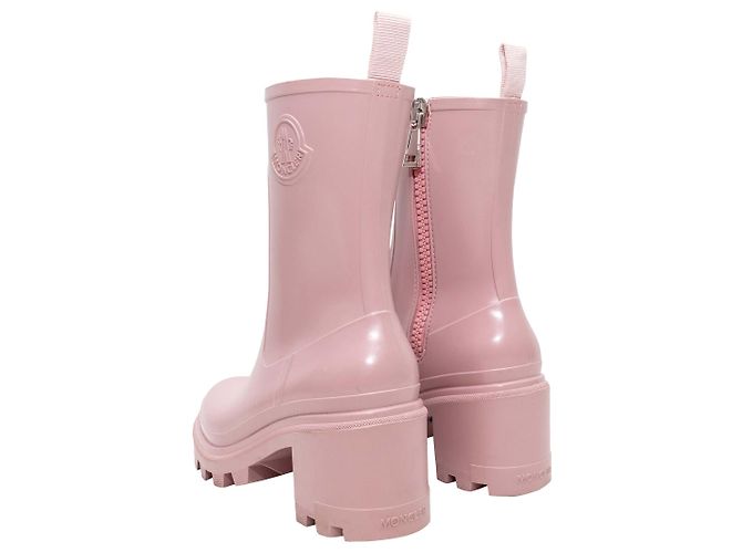 Rosa Moncler Absatz-Gummiregenstiefel Größe 38 Pink - Ansicht 4