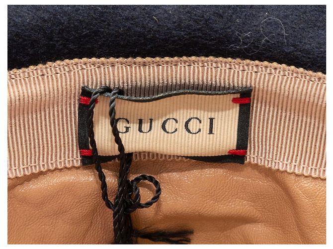 Cappello bucket in lana Gucci Monogram blu navy e multicolore - vista 4
