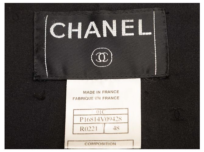 Vintage Black & White Chanel Striped Camellia Jacket Size FR 48 - view 5