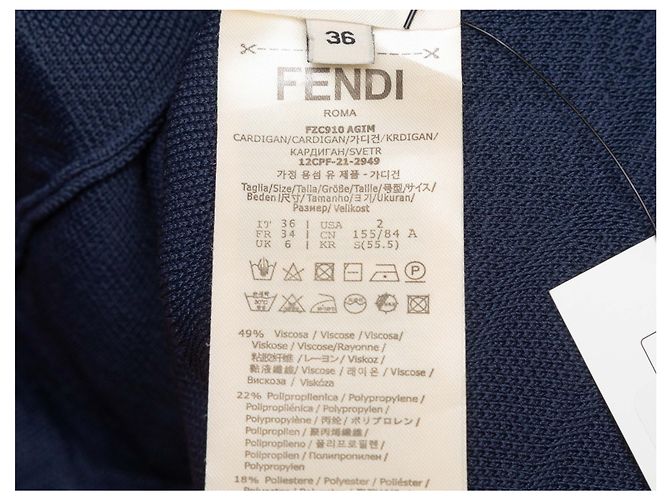 Navy Fendi Strukturstrick-Bleistiftrock Größe IT 36 Blau - Ansicht 6