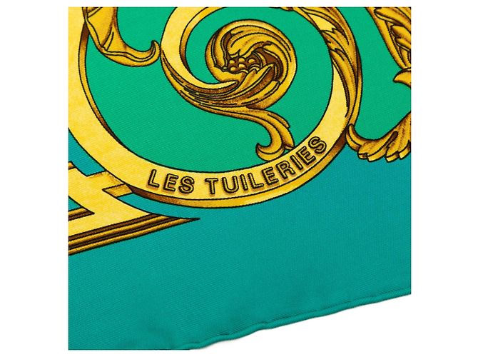 Sciarpa in seta Hermès Les Tuileries verde 90 Scarves - vista 4