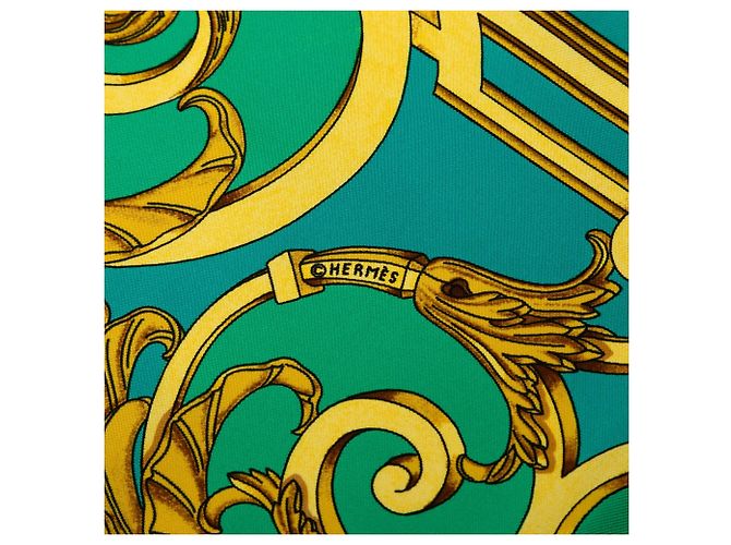Sciarpa in seta Hermès Les Tuileries verde 90 Scarves - vista 6