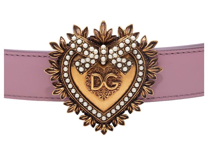 Rosa Dolce & Gabbana Gürtel mit Herzschließe und Kunstperlen-Verzierung Größe 36 Pink - Ansicht 4
