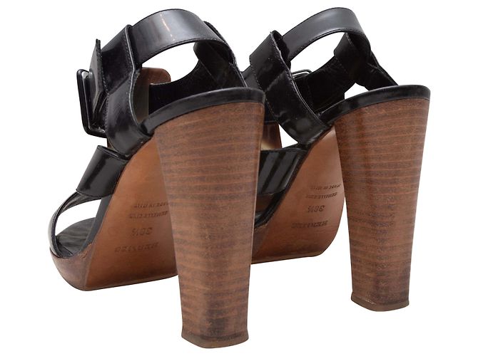 Hermès Sandalias de plataforma en charol negro Hermes Talla 37 - vista 4
