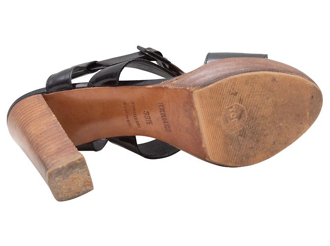 Hermès Sandalias de plataforma en charol negro Hermes Talla 37 - vista 5