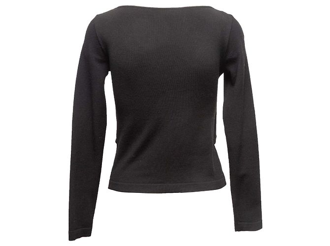 Valentino Garavani Schwarzer Valentino Pullover aus Virgin Wool mit U-Boot-Ausschnitt Größe US S - Ansicht 3
