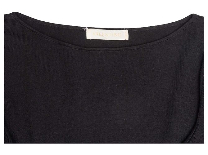 Valentino Garavani Schwarzer Valentino Pullover aus Virgin Wool mit U-Boot-Ausschnitt Größe US S - Ansicht 5