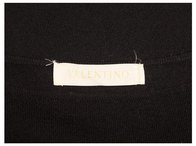 Valentino Garavani Schwarzer Valentino Pullover aus Virgin Wool mit U-Boot-Ausschnitt Größe US S - Ansicht 6