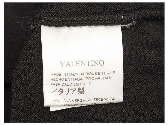 Valentino Garavani Schwarzer Valentino Pullover aus Virgin Wool mit U-Boot-Ausschnitt Größe US S - Ansicht 7