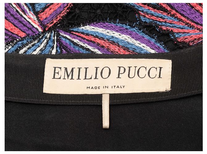 Bestickter Spitzenrock Emilio Pucci Schwarz & Mehrfarbig Größe IT 38 - Ansicht 4