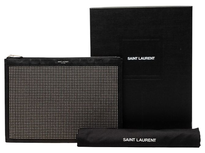 Clutch in pelle con borchie nero Saint Laurent - vista 8