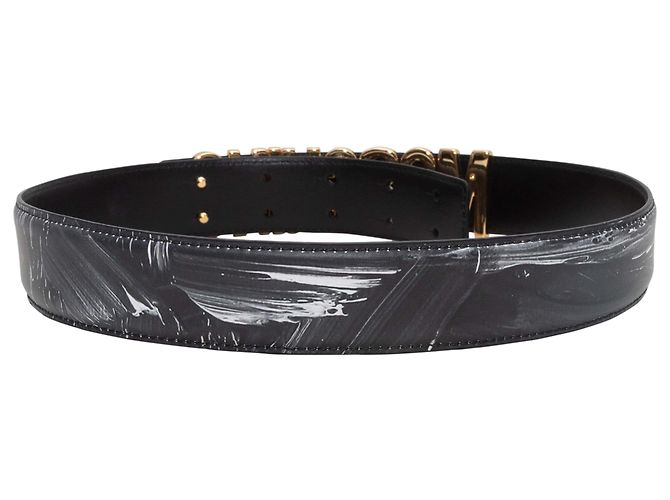 Moschino Logo Gürtel Schwarz & Weiß Größe 38 - Ansicht 3