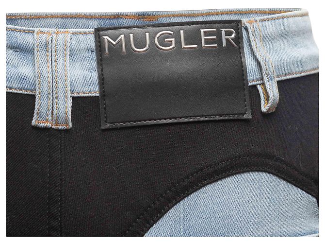 Thierry Mugler Vaqueros bitono Mugler Light Wash & Black Talla US 27 Azul - vista 4