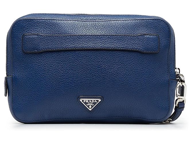 Clutch Prada Vitello Daino blu - vista 3