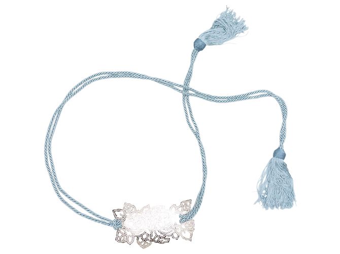 Valentino Garavani Cintura con nappa in corda e metallo Valentino azzurro e argento Blu - vista 4