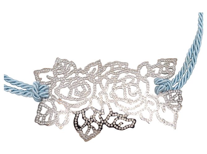 Valentino Garavani Cintura con nappa in corda e metallo Valentino azzurro e argento Blu - vista 5