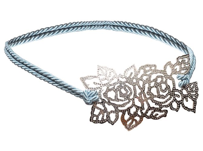 Valentino Garavani Cintura con nappa in corda e metallo Valentino azzurro e argento Blu - vista 6