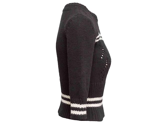Valentino Garavani Schwarz-Weiß gestreifter Valentino Pullover Größe US S - Ansicht 3
