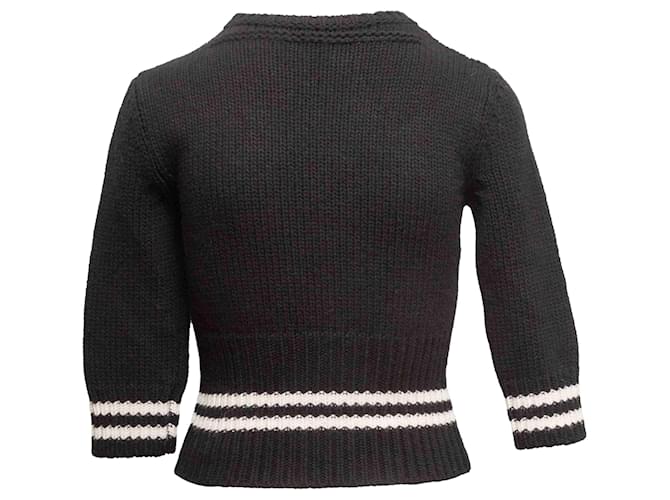 Valentino Garavani Schwarz-Weiß gestreifter Valentino Pullover Größe US S - Ansicht 4