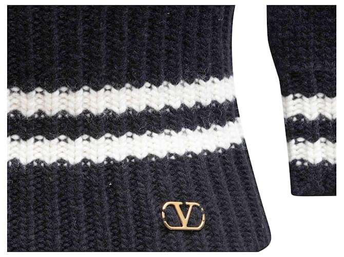 Valentino Garavani Schwarz-Weiß gestreifter Valentino Pullover Größe US S - Ansicht 5